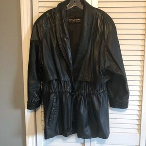 Ladies’ Wilsons black leather dress coat. Large.